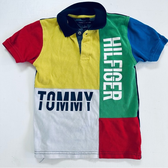 Tommy Hilfiger Boys 6 Polo Shirt Color Block Yellow, Green, Red, Blue - Picture 6 of 6